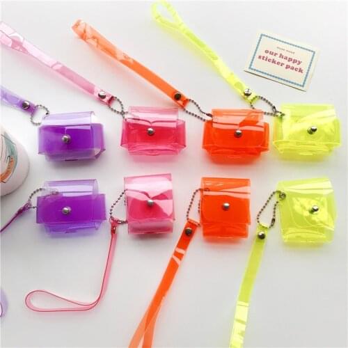 Cute Neon Clear Case for Airpods Pro Glitter Cute Jelly Transparent PVC Lanyard Pouch Cover for Air pods Pro Airpod Cases