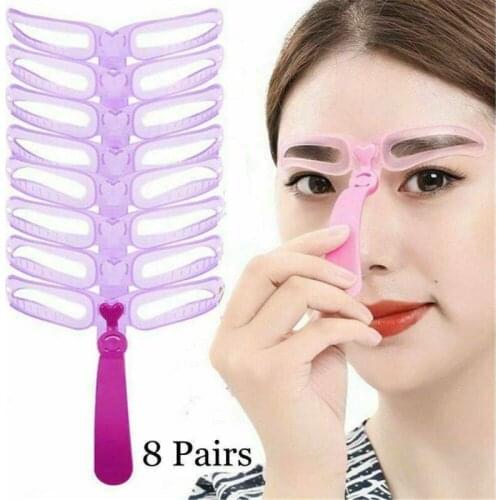 Reusable 8-in-1 eyebrow pencil shape mold helper eyebrow pencil mold set auxiliary device eyebrow pencil set makeup tool