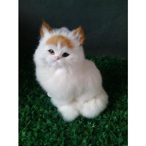 Simulation cat about 24x17cm white cat fur model ornament home decoration gift h1392