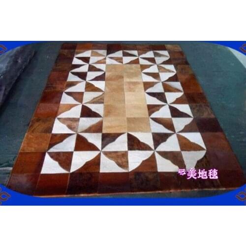 Fashionable art carpet 100% natural genuine cowhide leather grass mat