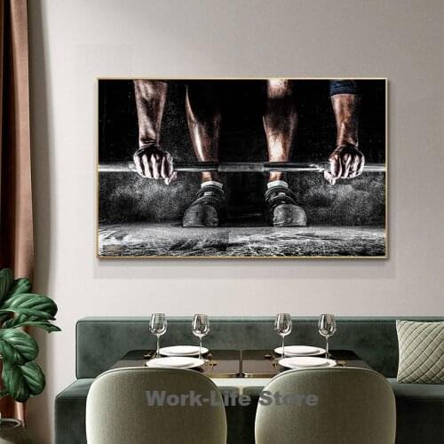 Male Training Barbell Weight Lifting Bodybuilding Fitness Workout Poster Wall Art Canvas Painting Posters and Prints for Home
