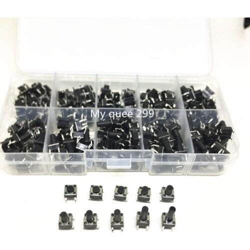 200pcs / 10 models 6*6 Light micro touch Switch sets Push Button Switch Kit , Height: 4.3MM - 13MM DIP 4Pin 6x6 Keys Tact ON/OFF