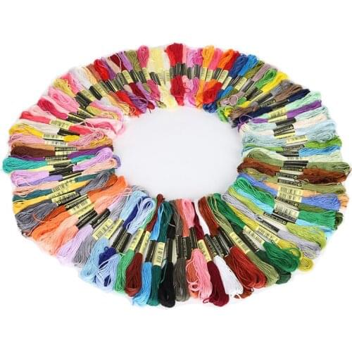 100pcs/bag Mixed Color Cotton Sewing Skeins Cross Stitch Embroidery Thread 7.5m Each Floss Kit DIY Sewing Accessories Tools