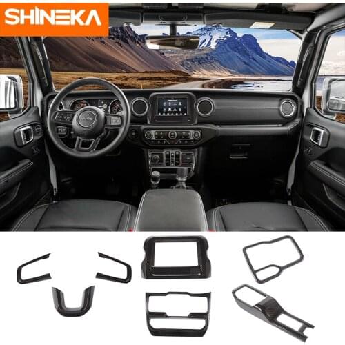 SHINEKA Car Stickers For Jeep Wrangler JL 2018 Carbon Fiber Car Interior Decoration Cover Kit Accessories For Jeep Wrangler 2019