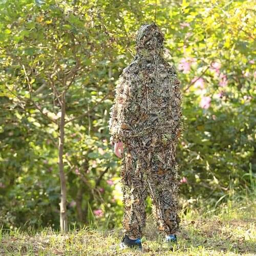 Hunting Clothes 3D Maple Leaf Bionic Ghillie Suits Sniper Birdwatch Airsoft Outdoor Camouflage Clothing Jacket and Pants