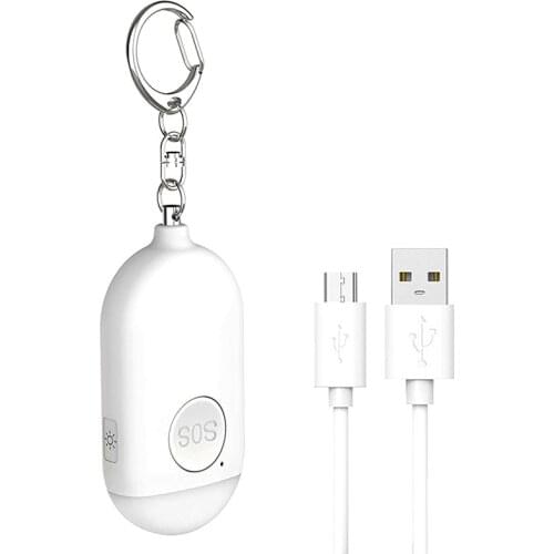 Personal Alarm Clock Rechargeable LED Light Waterproof Emergency Defense SOS Warning Anti-Theft Whistle Security Alarm for Femal