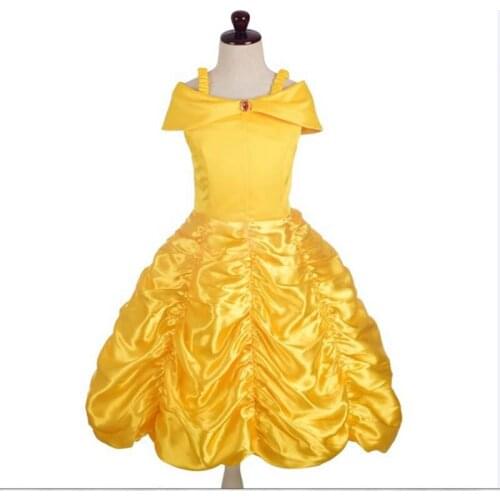Girls Bow Princess Dress Wedding Halloween Xmas Costume Yellow