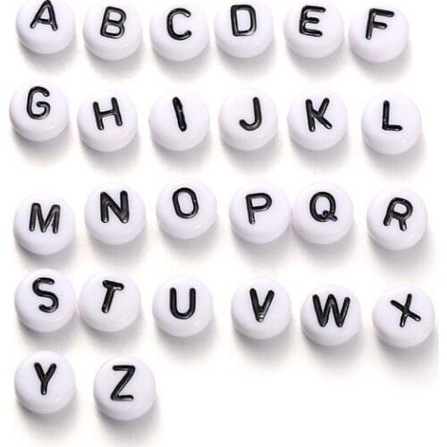 20Sets 26pcs/set Flat Round A~Z Alphabet Letter Acrylic Beads for Jewelry Making Bracelet Necklace Findings7x4mm Hole: 1mm