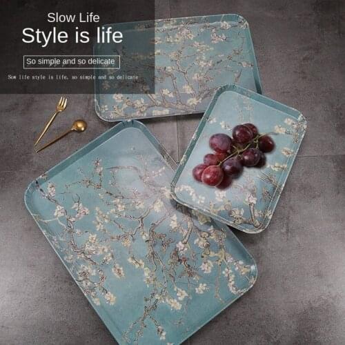 Nordic oblong tea tray coffee shop beauty salon tray fruit snack cup tray drop resistant