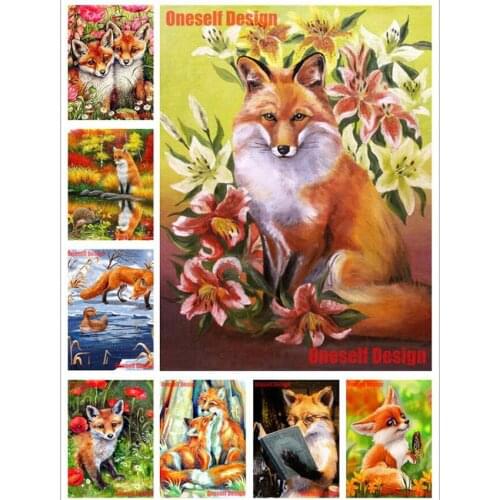 Popular animal fox 5d diamond painting full square diy diamond embroidery full set animal fox 5d diamond art kit decoration home