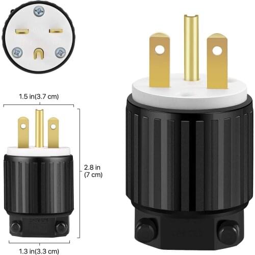 Nema 6-15P 20A 250V Industrial Plug, Easy Assembly USA Canada 3-Prong Male Connector