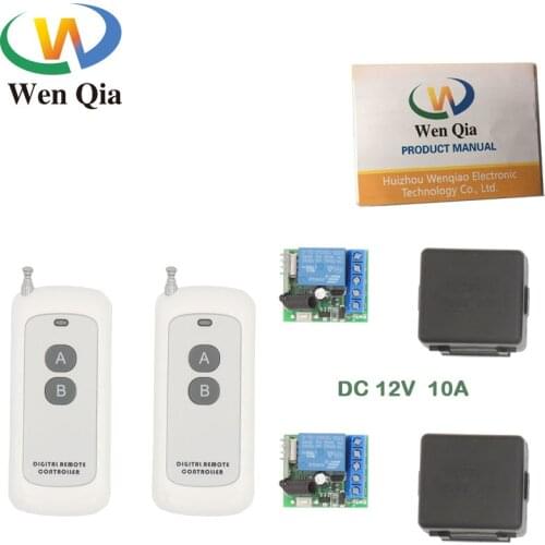 433 MHz rf Remote Control DC 12V 10Amp 1CH 2 gangs Relay Receiver for universal gate/door/Light/LED/Fanner/Signal transmission
