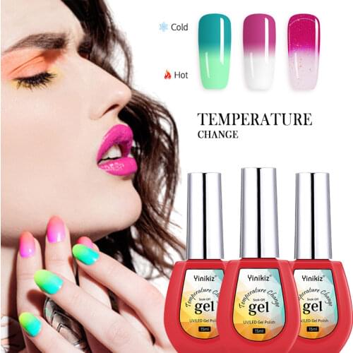 Yinikiz Rainbow Thermal Color Changing Gel Nail Polish Glitter Temperature Soak Off Uv Gel Varnish 15Ml Nail Art Dropship