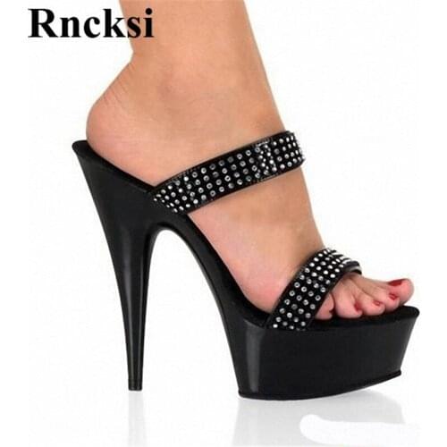 Rncksi Wedding Night Club Party Fashion New Pole Dancing Sexy Gir Women 15CM High Heel Platforms Model Shoes Pole Dance Slippers
