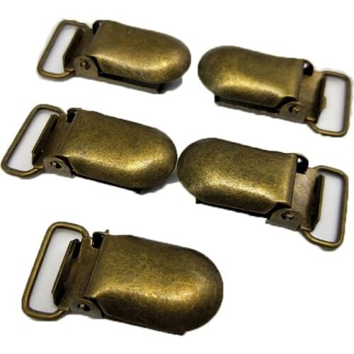 Silver/Antique Bronze Brass Metal New Suspender Pacifier Ribbon Clips Hook Holder garment Craft Square Plastic insert 100pcs/lot