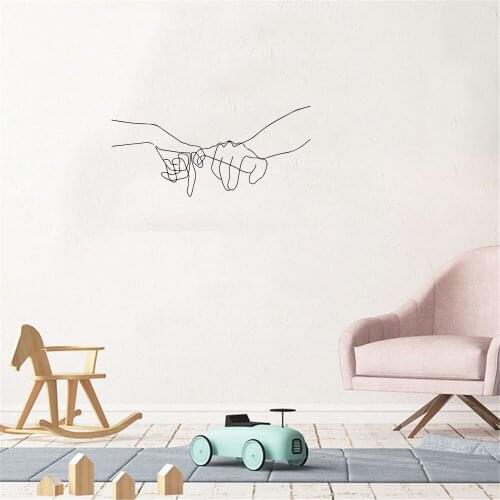 Ins Nordic Figures Line Promise Couples Hook Hands Wall Sticker Home Decoration For Livingroom Bedroom Vinyl Mural ph735