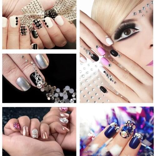 Mixed Size Glass Nail Glass Flatback Crystal 3D DIY Manicure Bottom Mixed Shape DIY Nail Art 3D Decoration In 6cell pot