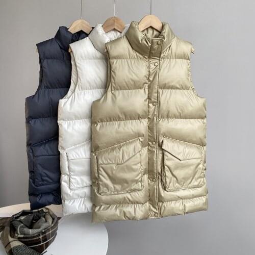 Spring Women Vest Coat Stand Collar Winter Women Pure Color Midi Lnegth Tops Oversized Chaleco Mujer Gilet Casaco Feminino
