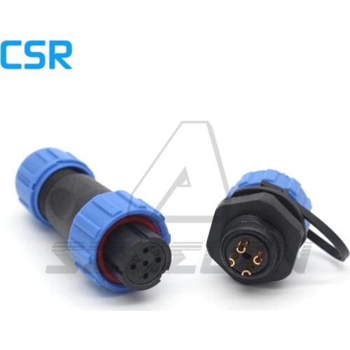 SP13 Waterproof Connector 4pin, IP68, Machine power cable plug socket 4 pin. Automation Equipment Power Connectors IP68