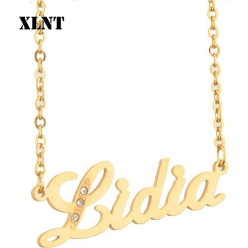 XLNT Lidia Name Necklace Personalized Name Necklace,Custom Jewelry for women Gift,Personalized Letter Necklace Nameplate Gift