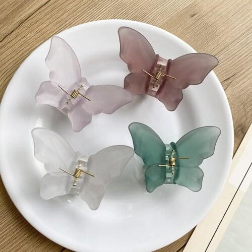 2021 Summer Small Butterfly Hair Claws Hairpin Cute Transparent Grabs Acrylic Hair Clip for Women Sweet Accessories