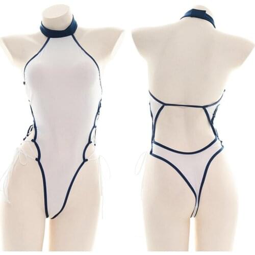 Japanese Sexy Lingerie Teddy Bodysuit for Plus Size Women Erotic Body See Through White Body Suit Bandage Sleepwear Jumpsuit New