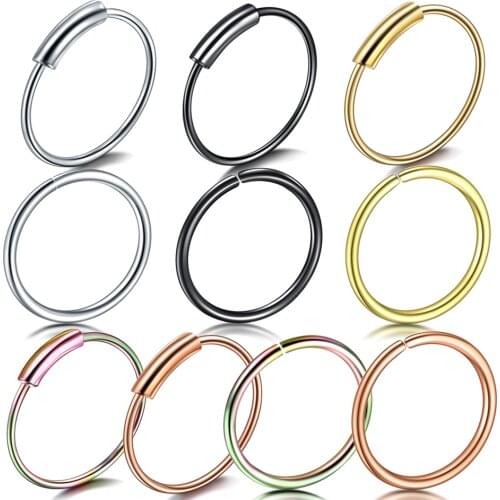 1PC Stainless Steel Seamless Segment Rings Nose Hoop Fake Piercing Tragus Nose Rings Cartiliage Helix Earrings Sexy Body Jewelry