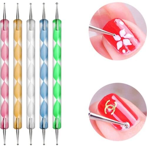100 Sets x 5pcs Nail Art Dotting Pens Nail 2 Ways Drill Point Nail Tools Dot Marbleizing Painting Drawing Polish Manicure Tool