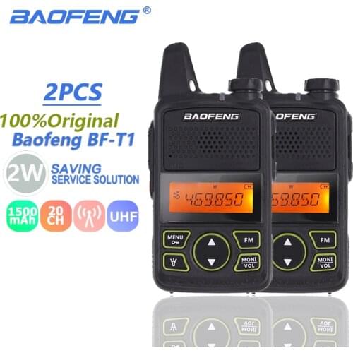 2pcs Baofeng BF-T1 Mini Kids Walkie Talkie UHF Portable Two Way Radio FM Function Ham Radio Baofeng T1 USB Child HF Transceiver