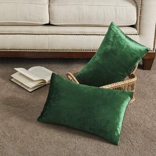 2 Packs Green Decorative Cushions Covers Cases for Sofa Bed Couch Modern Luxury Velvet Home Throw Pillows Covers 45x45 50x50
