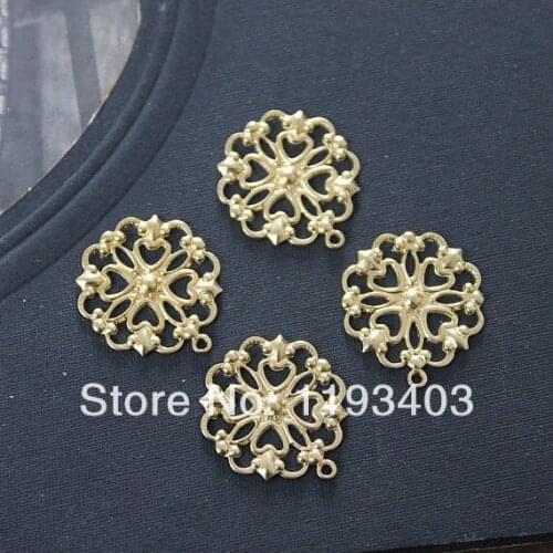 20PCS-16x18mm-RAW brass Filigree Jewelry Connectors Setting Cab Base Connector Finding (FILIG-RB-56)