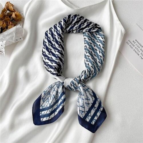 2021 Elegant Silk Shawl Satin Square Scarf For Women Headband Foulard Hijab Print Headscarf Hair Wrap Neckerchief Female Bandana