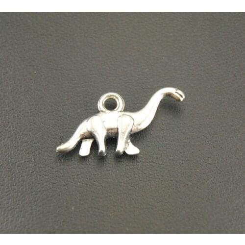 30 pcs Metal Alloy Charm Pendants Silver Color Dinosaur Charm Pendant Jewelry Making 14x24mm A687