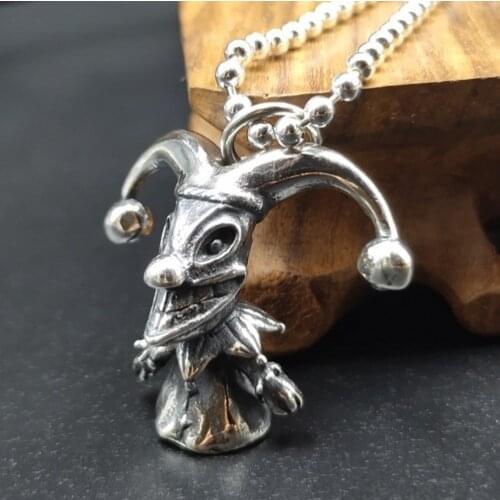 BOCAI New real S925 Sterling Silver Dark Circus Clown Pendant Personality Fashion Man and Woman Pendants