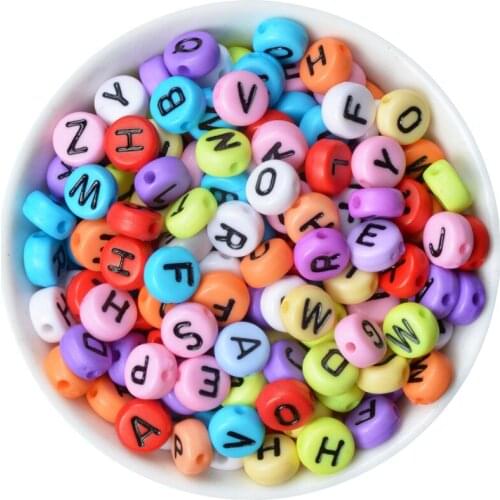 7x4mm 200PCs Mixed Colorfunl Acrylic Russian Alphabet/Letter Flat Round Beads For Jewelry Making