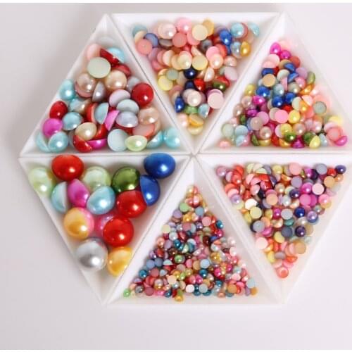 8/10/12/14mm Flatback Half Round Plastic Beads ABS Imitation Pearl Beads White Ivory Mix Color for DIY Garment Beads