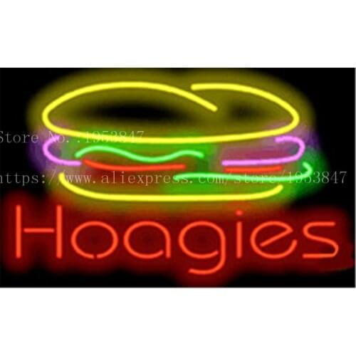 Hoagies Sandwiches Neon sign Real Glass Tube Bulbs Light Bar Beer Club Decoration Signboard drink Deli Shop Store 19"x15"