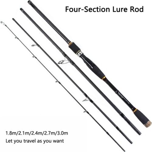 Carbon Fiber Spinning Casting Rod & Rod Case 1.8m 2.1m 2.4m 2.7m 3.0m M Power 10-25g 4 Section Travel Baitcasting Fishing Pole