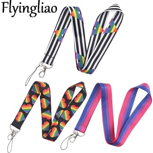 Homosexuality Straight Rainbow Lanyard Badge ID Mobile Phone Rope Key Lanyard Neck Straps Accessories webbings ribbons Gifts