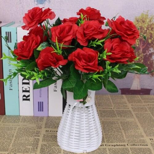 Artificial Flowers Simple 7 Heads Bouquet Rose Silk High End Wedding Party Bride Home Table Plant Decoration Single Branch