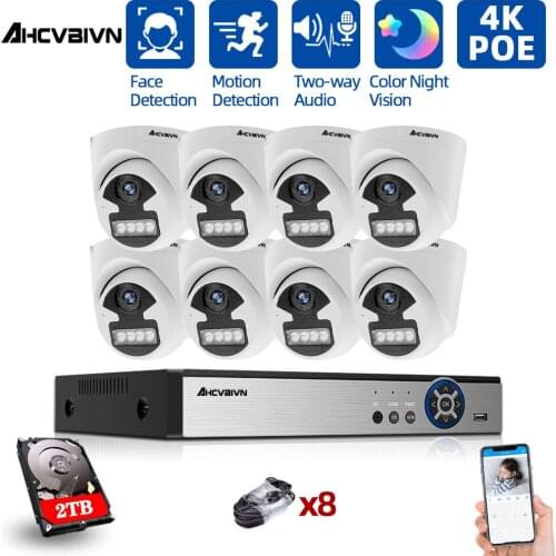 5MP HD Color Night Vision CCTV Security Camera System for Home 4K H.265 8ch NVR 5MP POE Video Surveillance Camera CCTV System