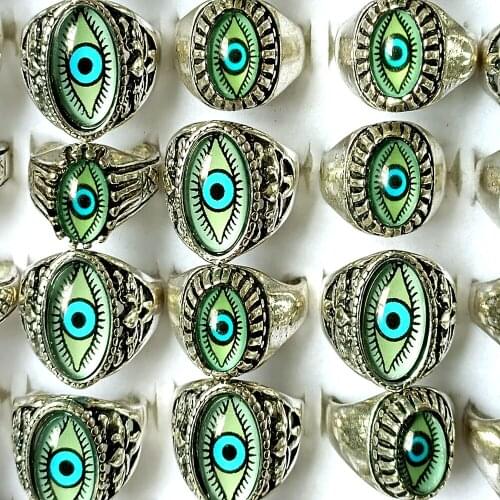 Wholesale 20pcs Fashion eye Ring Men Demon Rocker Biker Punk Rings Vintage Jewelry Man Value