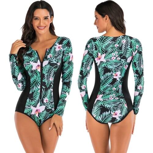 Jumpsuit Long-sleeved Surfwear Sunscreen Womens Swimsuit Hot Spring Wetsuit Sexy Swimwear