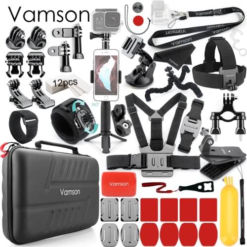 Vamson for Gopro Hero 8 Black 7 6 5 4 Accessories Kit for Xiaomi Yi 4K Lite for DJI OSMO Action Sport Camera for SJCAM Eken VS26