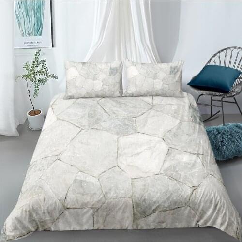 3D White Marbling Bed Linens Duvet Cover Sets Quilt Covers Comforter Shell Pillow Sham King Queen Single Size Design Bedding Set