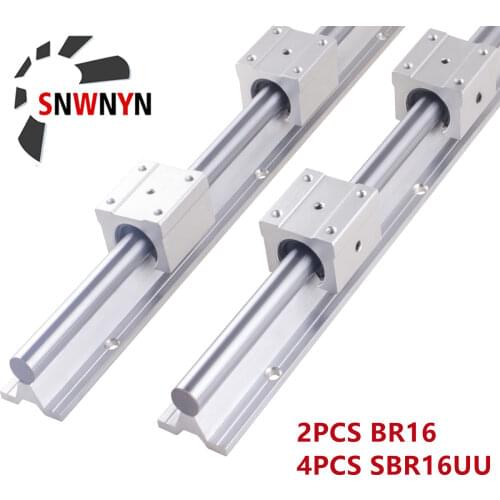 2pcs SBR16 Linear Rail Guide D16 300 400 500 600 1000 1200 1500mm Fully Slide Support +4pcs SBR16UU Linear Bearing Block For CNC