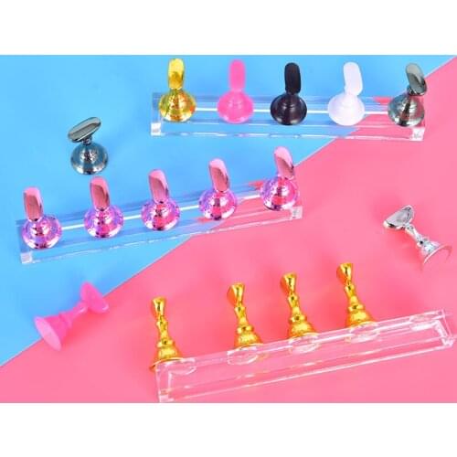 5 Pcs/lot Magnetic False Nail Stand Holder Display Practice Training Tips Nail Stand For Display Showing Shelf Manicure Tools
