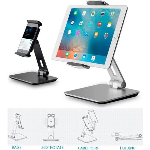 Metal Adjustable Tablet Holder Support 3.5-10.5 inch Tablets Phone Desk Clamp Mount Lazy Stand for iPad Pro 9.7 aipad mini 3 4 5