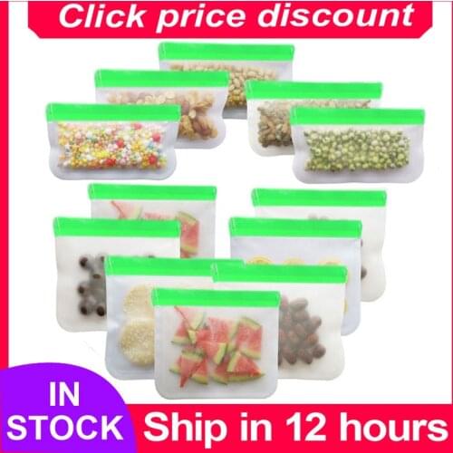 Reusable Silicone Food Storage Bag Fresh Wrap Containers Shut Bag Food Fresh Bag Green PEVA Food Grade Refrigerator Freezing Bag