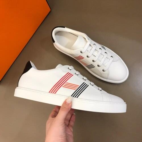 Guangzhou Genuine Leather Mens Shoes 2020 New Style Printed Letter White Shoes Lace-up Flat Casual Board Shoes